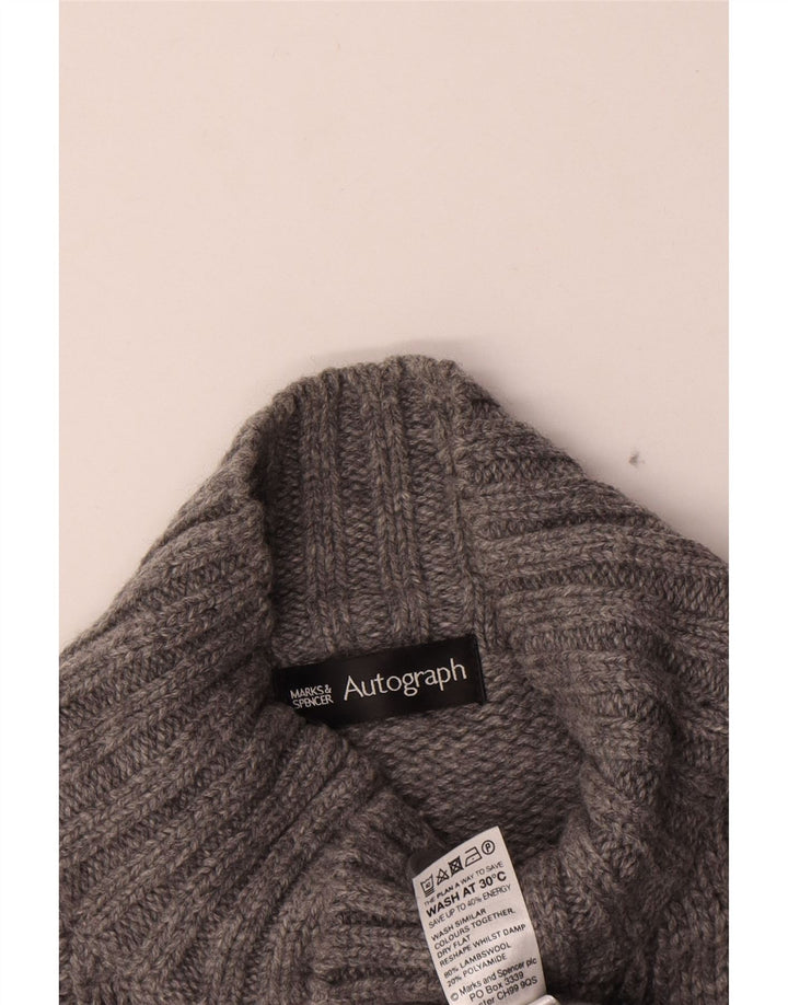 Maglione da uomo Marks & Spencer con bottone autografo e collo grande grigio