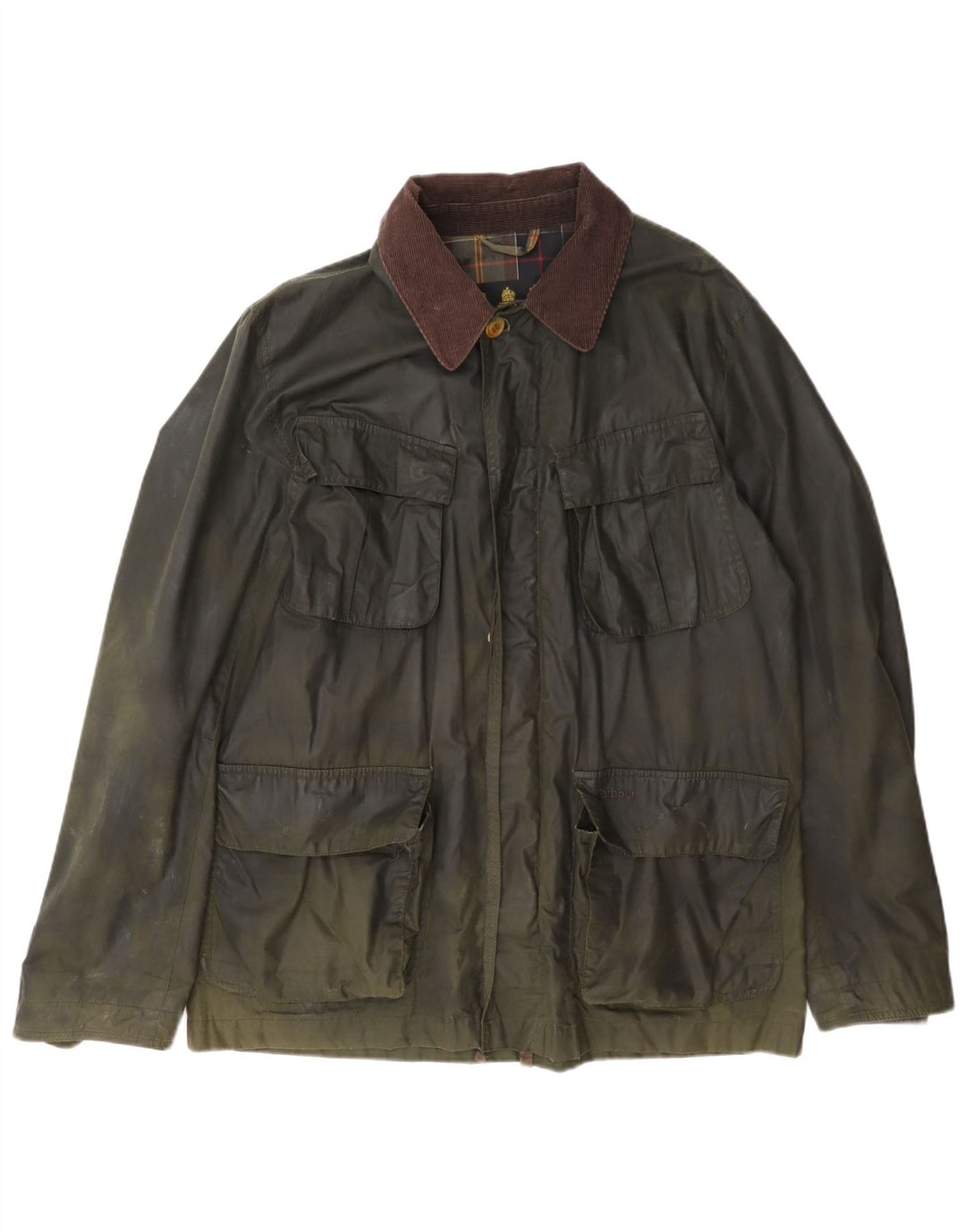 Barbour Giacca da uomo in cotone cerato UK 40 Large Khaki Colourblock