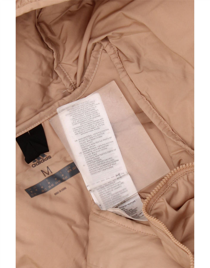 Gilet imbottito con cappuccio da donna Adidas UK 12/14 Poliestere beige medio