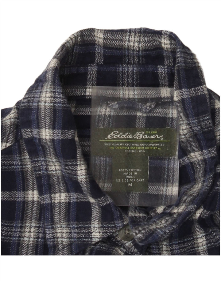 Camicia di flanella da donna Eddie Bauer UK 14 Cotone a quadri blu navy medio