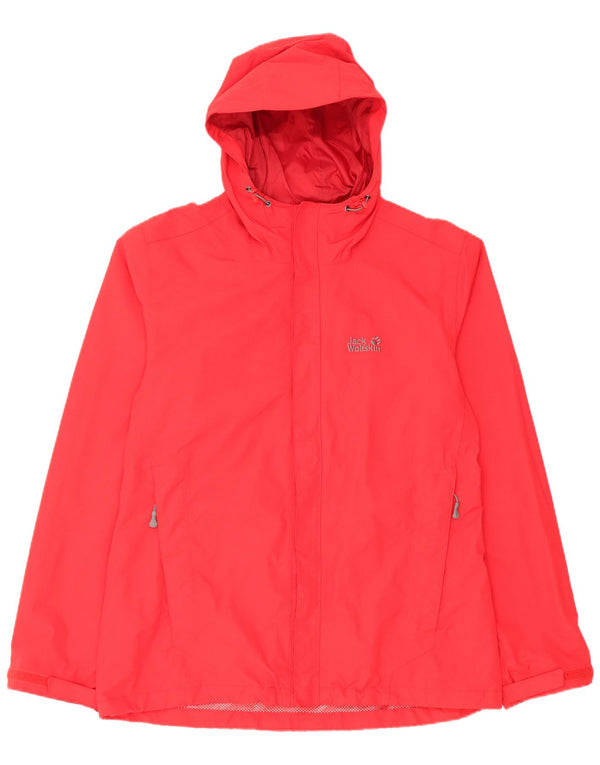 Giacca antipioggia con cappuccio da uomo Jack Wolfskin UK 40/42 Large Red Nylon