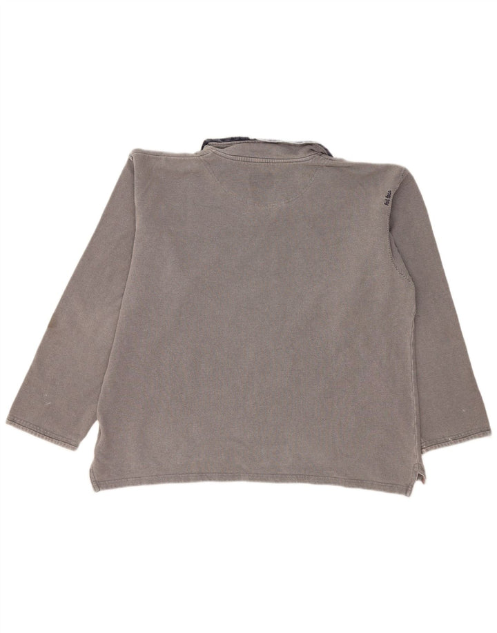 Felpa da uomo con collo con zip Fat Face, maglione grande, cotone grigio