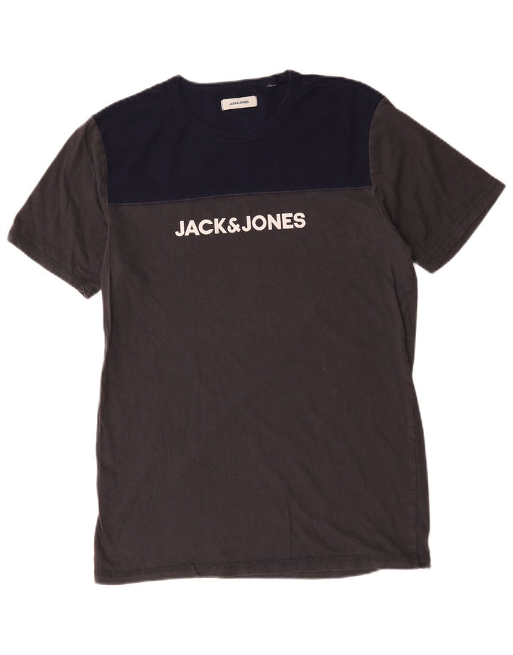 T-shirt grafica da uomo Jack & Jones Top grigio medio color block