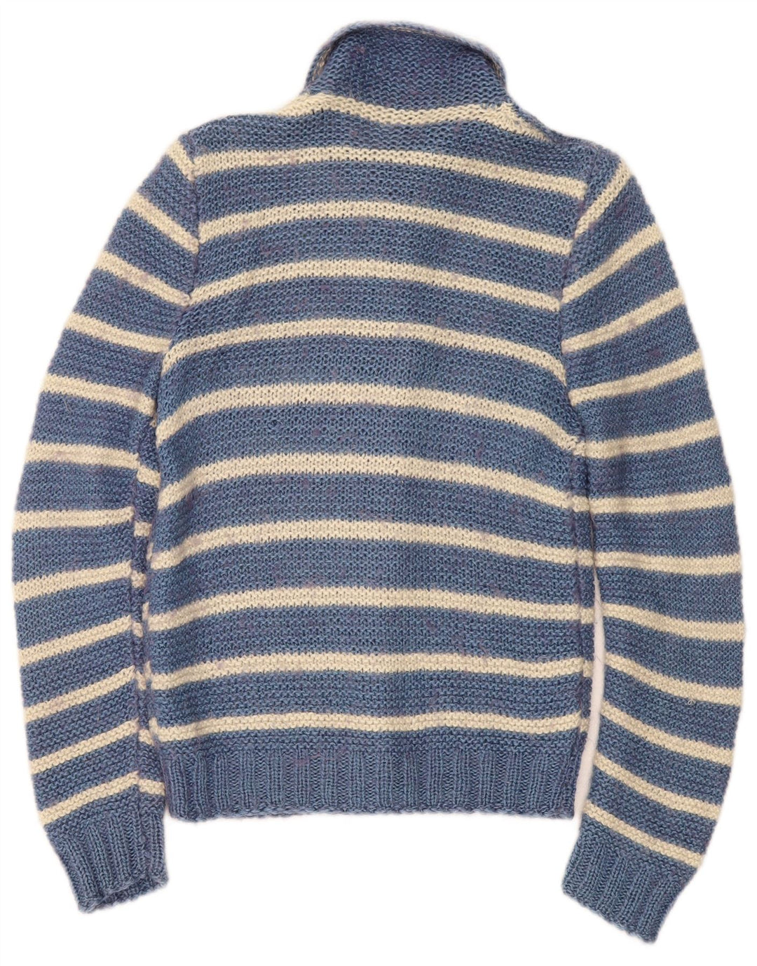 Maglione cardigan da donna vintage UK 10 piccolo a righe blu