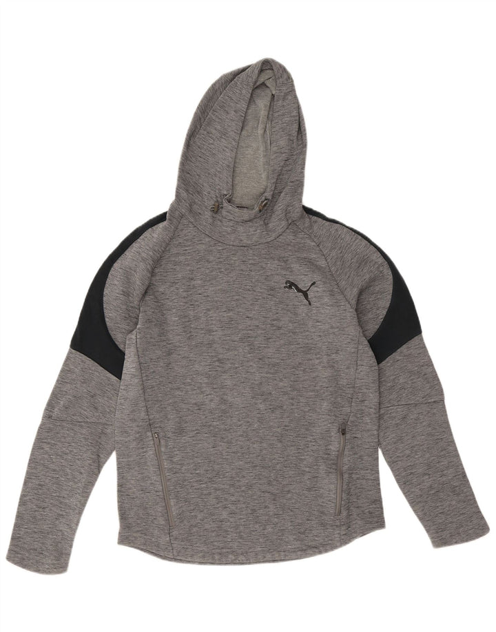 Felpa con cappuccio da uomo Puma Small in cotone color block grigio
