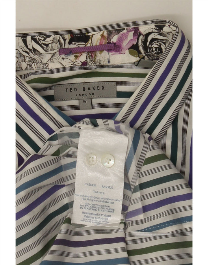 Camicia formale da uomo TED BAKER taglia 5 grande cotone gessato blu