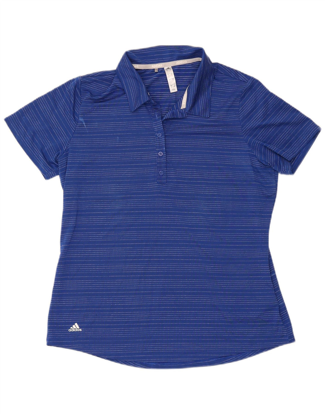 Polo Adidas da donna a manica corta grande in poliestere a righe blu