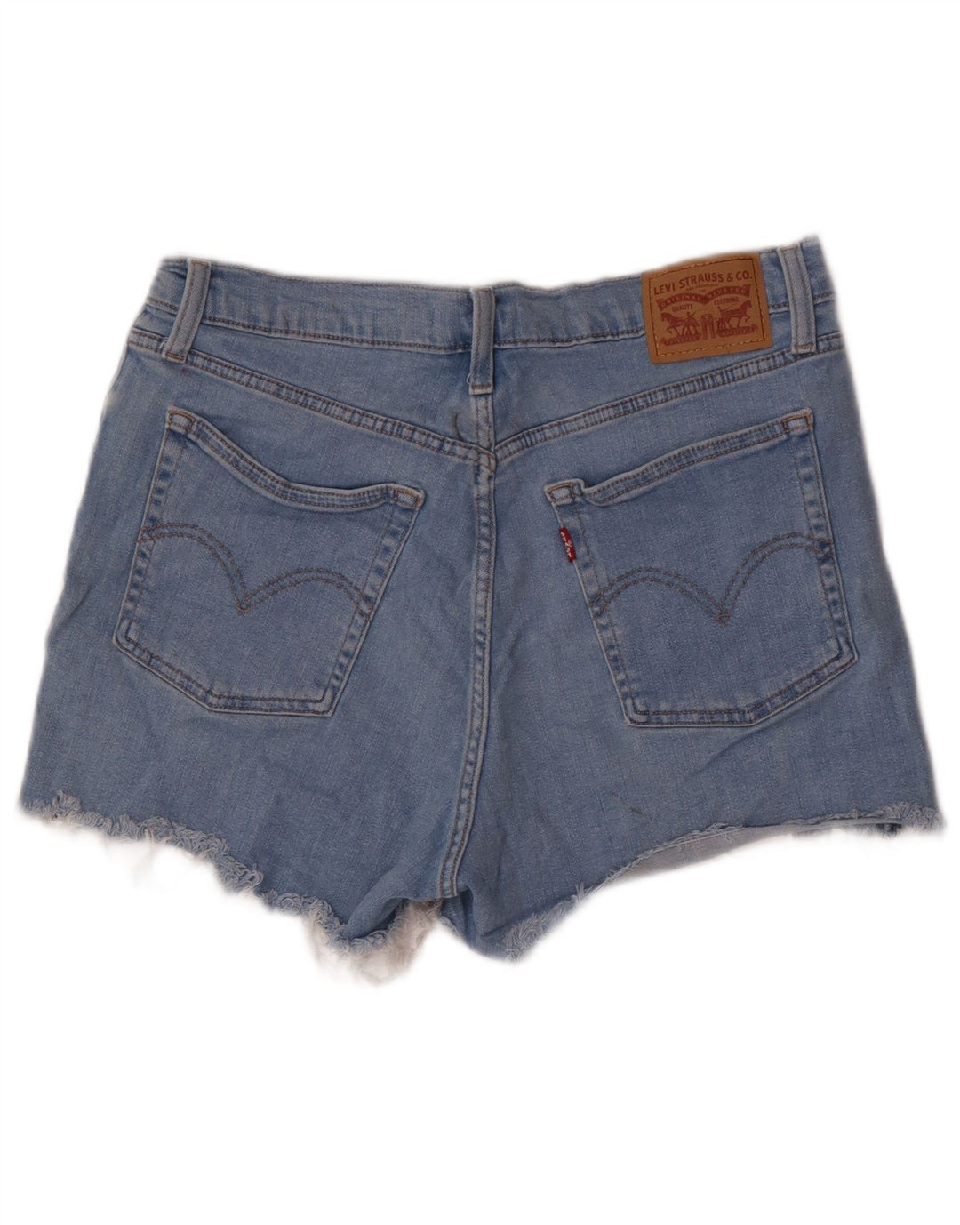Pantaloncini di jeans a vita alta da donna LEVI'S W32 grandi in cotone blu
