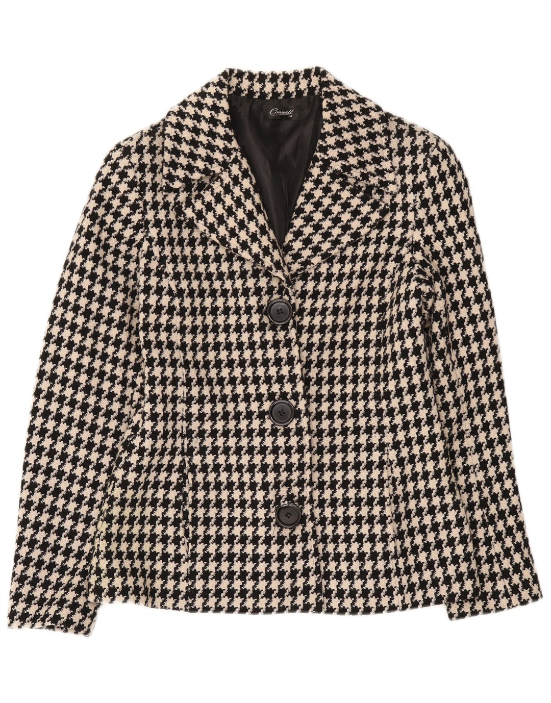 Giacca blazer da donna a 3 bottoni Conwell UK 8 piccolo pied de poule nero