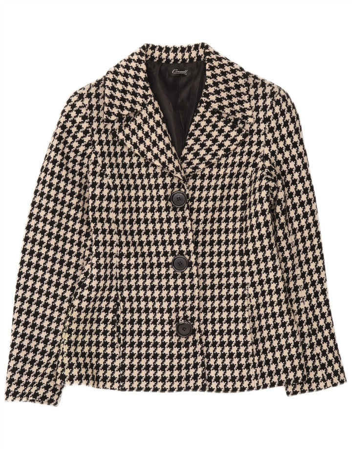 Giacca blazer da donna a 3 bottoni Conwell UK 8 piccolo pied de poule nero