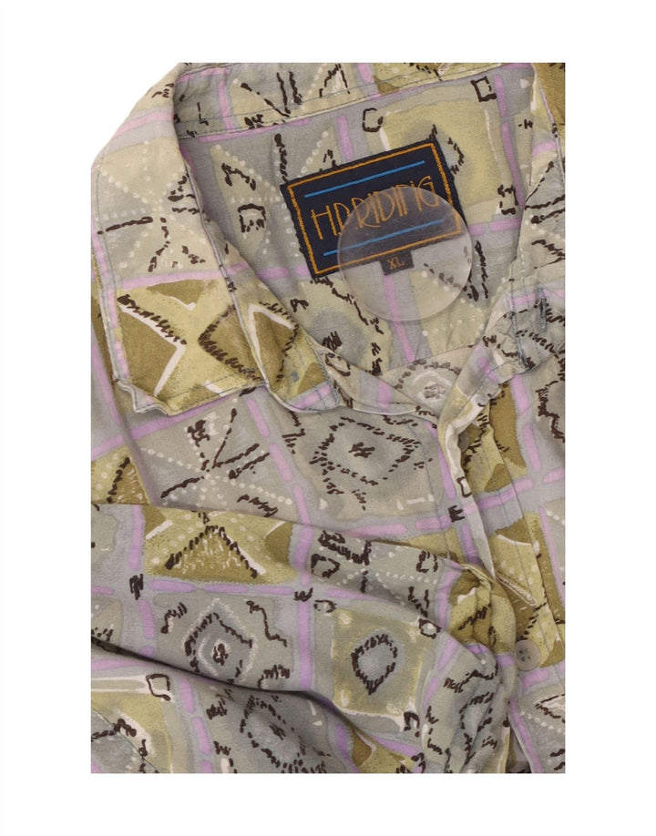 Camicia a maniche corte da uomo VINTAGE XL in viscosa geometrica multicolore