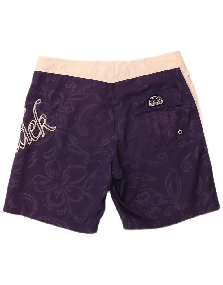 Pantaloncini da bagno grafici da uomo SUNDEK poliestere floreale medio blu navy