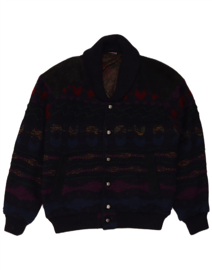 Maglione cardigan da uomo C&A IT 48/50 Acrilico a righe blu navy medio