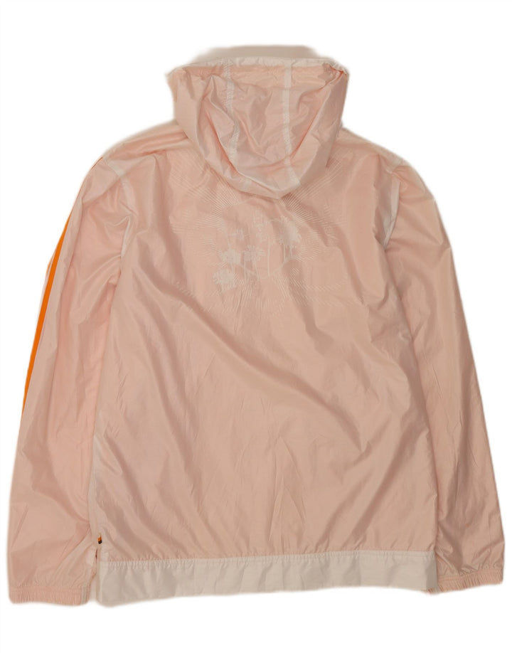Giacca antipioggia Adidas da uomo con cappuccio grafico UK 38 poliestere bianco medio