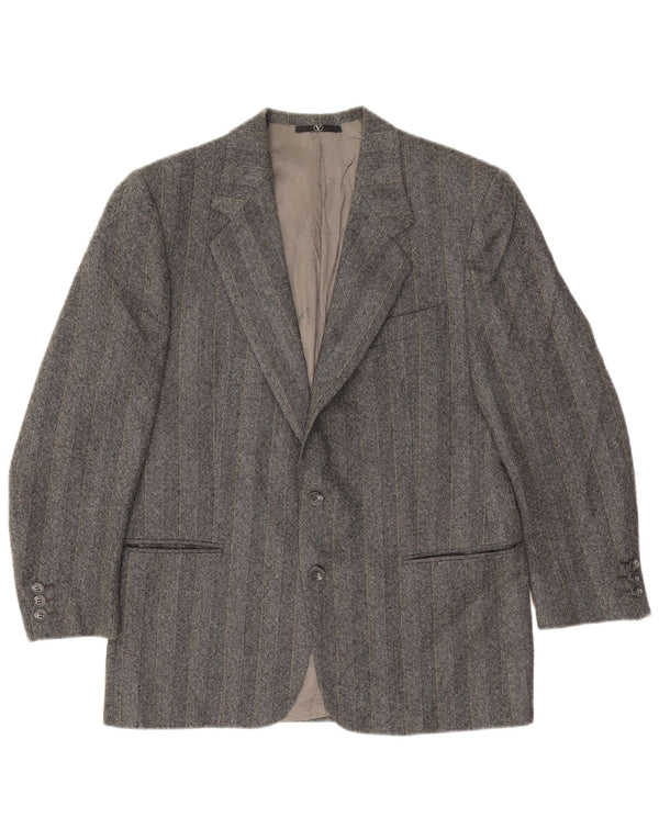 Giacca blazer da uomo a 2 bottoni Valentino IT 48 in lana vergine a righe grigio medio