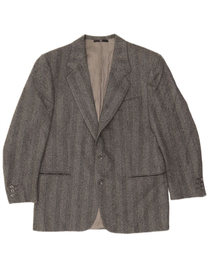 Giacca blazer da uomo a 2 bottoni Valentino IT 48 in lana vergine a righe grigio medio