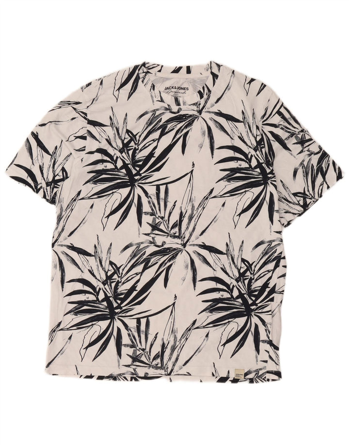 T-shirt da uomo Jack & Jones Top grande in cotone floreale bianco