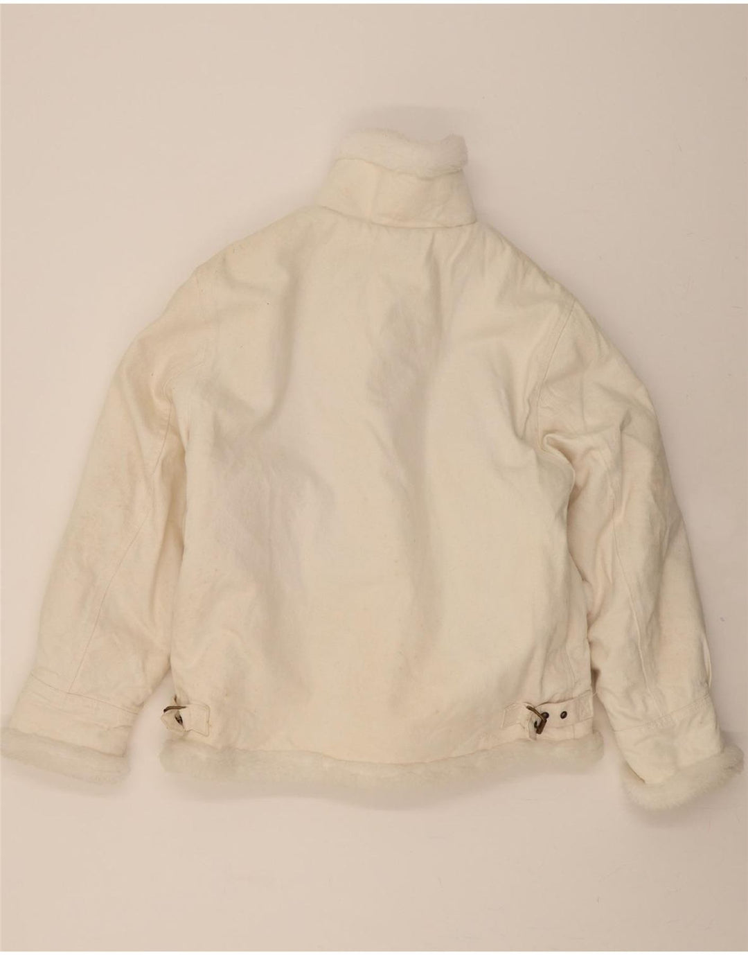 Giacca da uomo in denim sherpa VINTAGE UK 40 grande cotone bianco