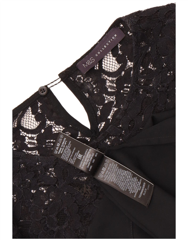 Marks & Spencer Camicetta oversize a maniche lunghe da donna UK 16 Large Nero