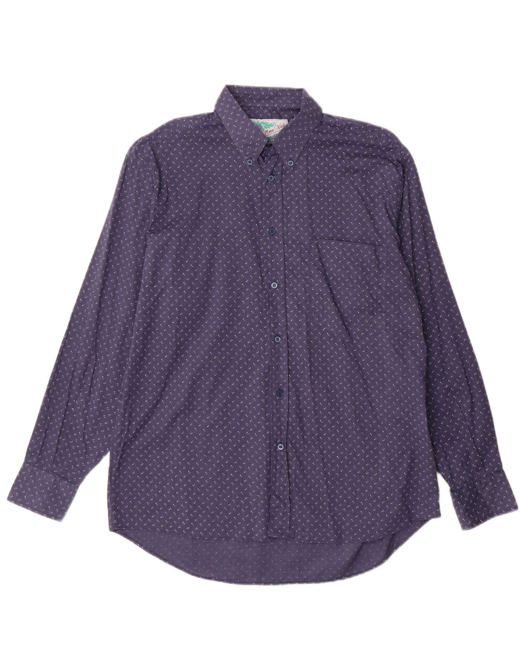 Camicia da uomo vintage in cotone floreale medio blu navy