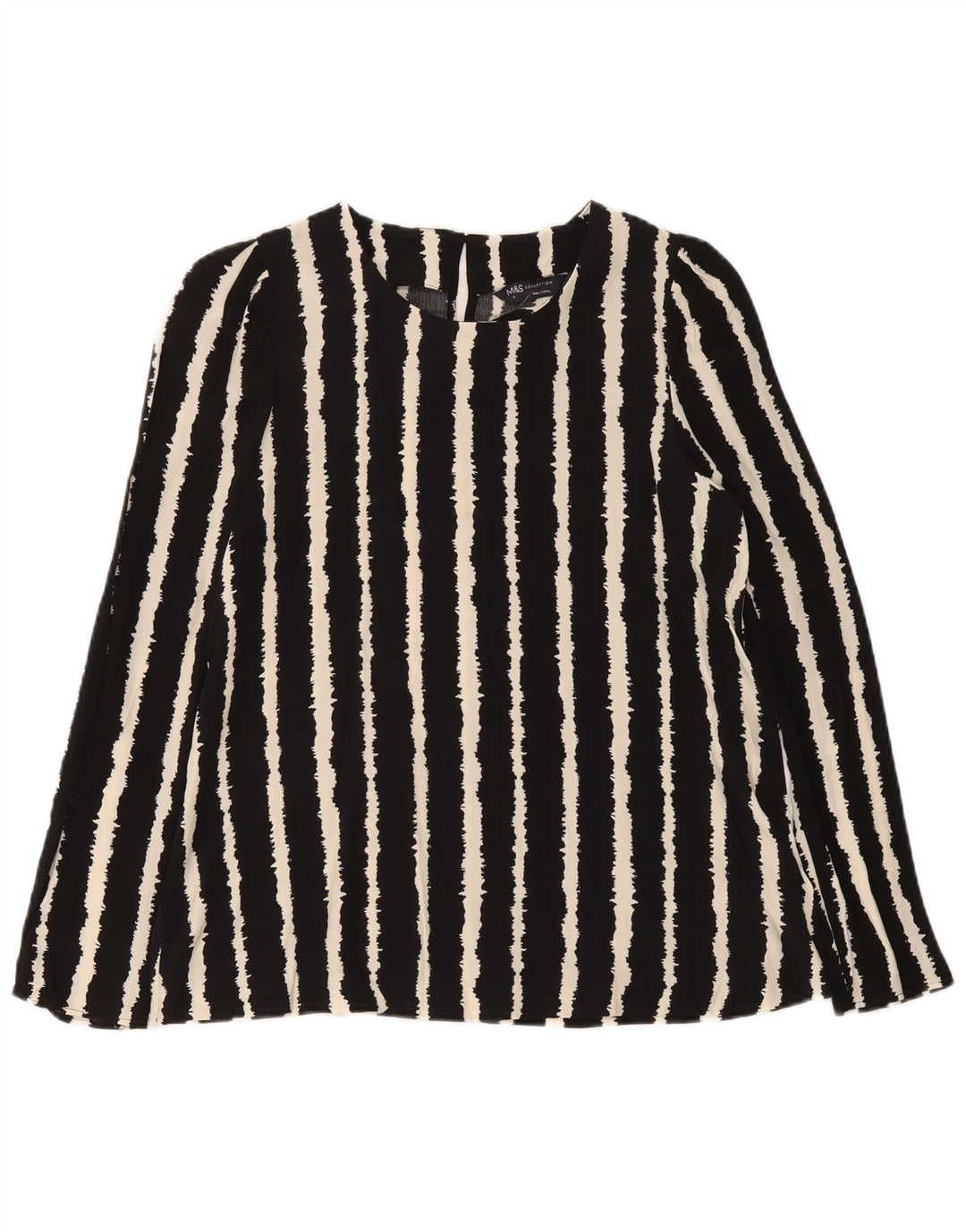 Camicetta a maniche lunghe da donna Marks & Spencer UK 10 piccola a righe nere
