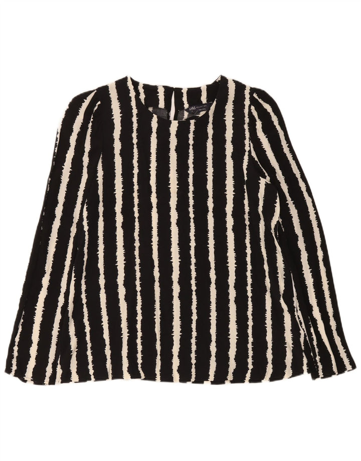 Camicetta a maniche lunghe da donna Marks & Spencer UK 10 piccola a righe nere