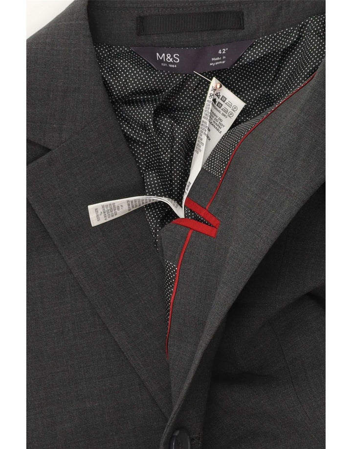 Giacca blazer a 2 bottoni Marks & Spencer da uomo UK 42 grande lana grigia