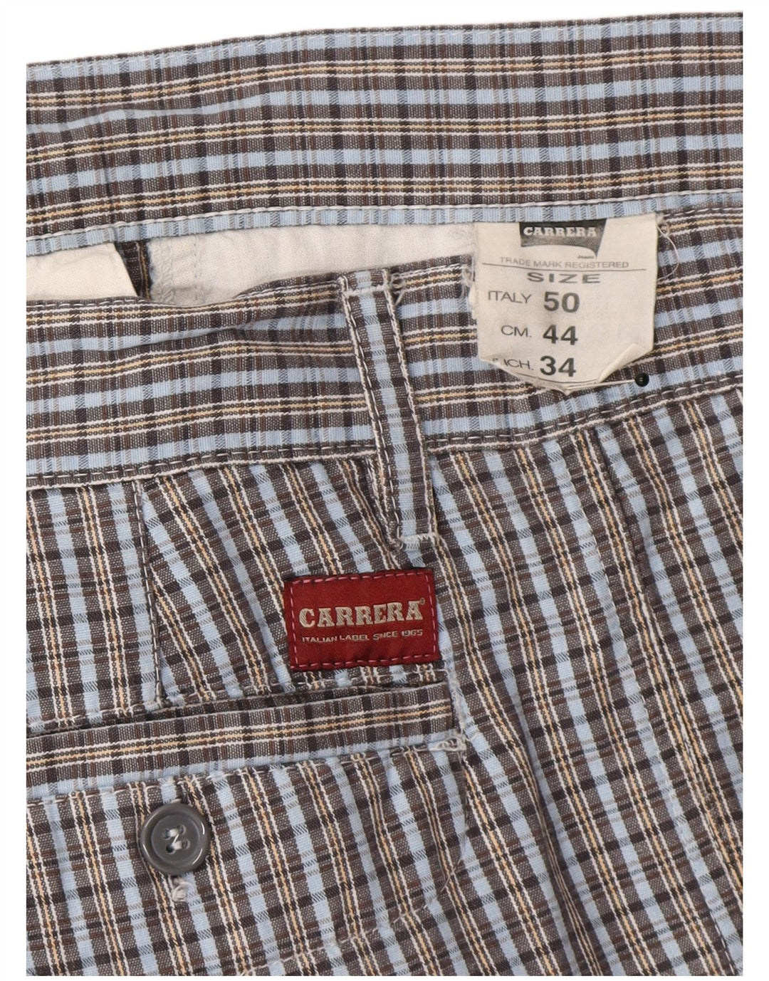 Pantaloncini chino da uomo Carrera IT 50 Large W34 cotone a quadri blu