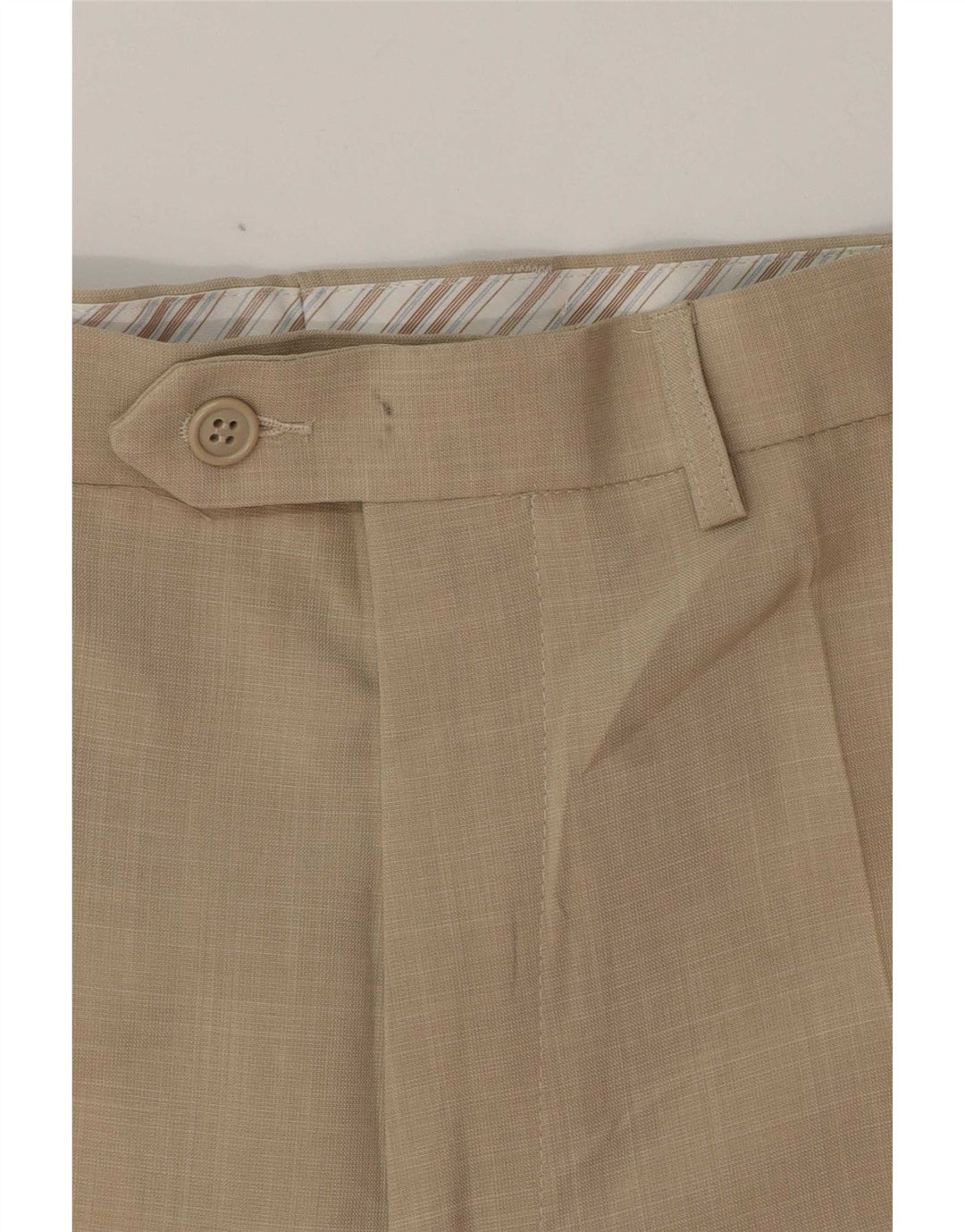 Pantaloni da abito dritti da uomo Marks & Spencer W34 L28 Poliestere beige