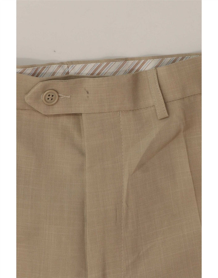 Pantaloni da abito dritti da uomo Marks & Spencer W34 L28 Poliestere beige