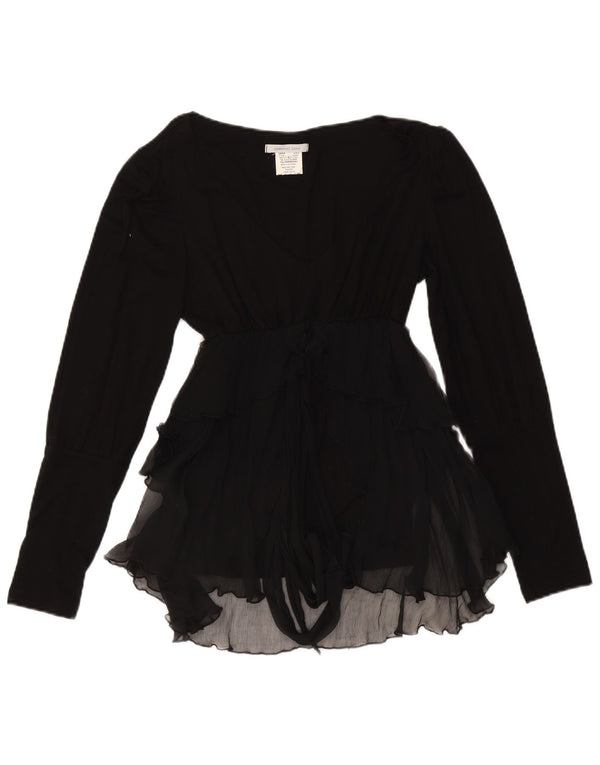 Germano Zama Camicetta asimmetrica a maniche lunghe da donna Top UK 14 Large Nero