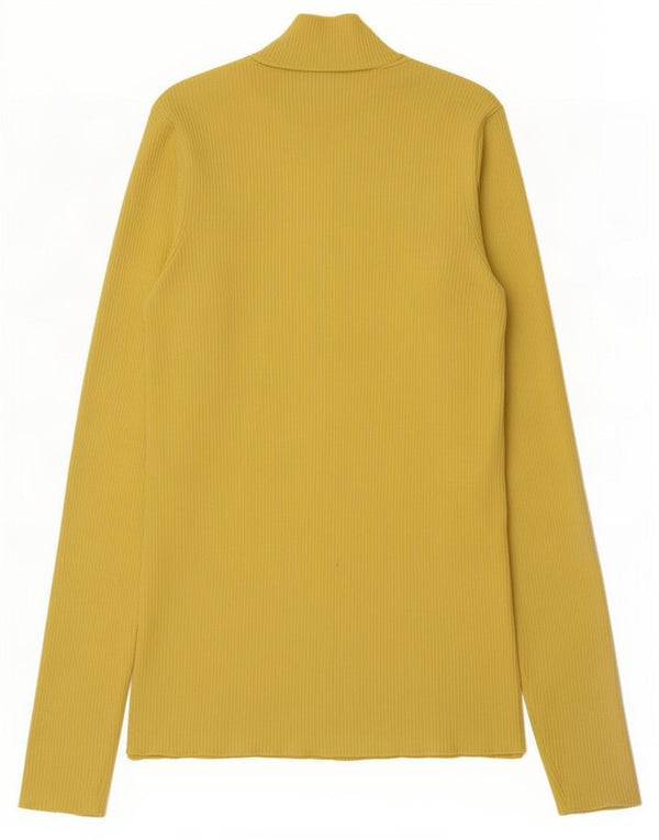 Zara Womens Top Long Sleeve UK 8 Small Yellow Polyamide