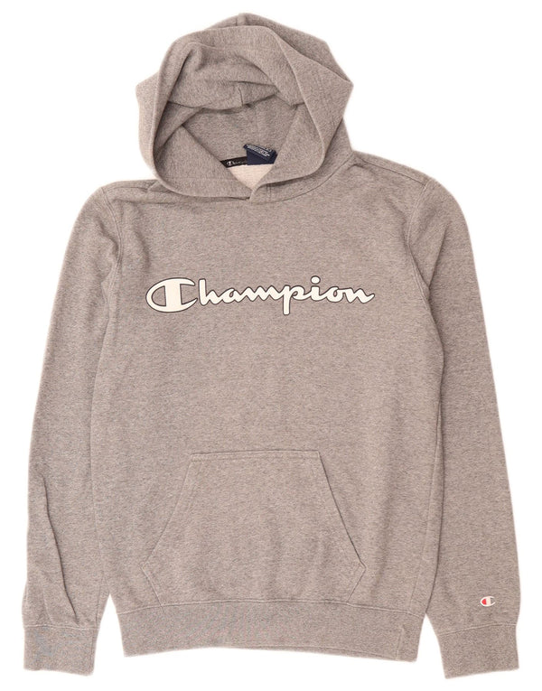 Felpa con cappuccio grafica da uomo Champion XS in cotone chiazzato grigio