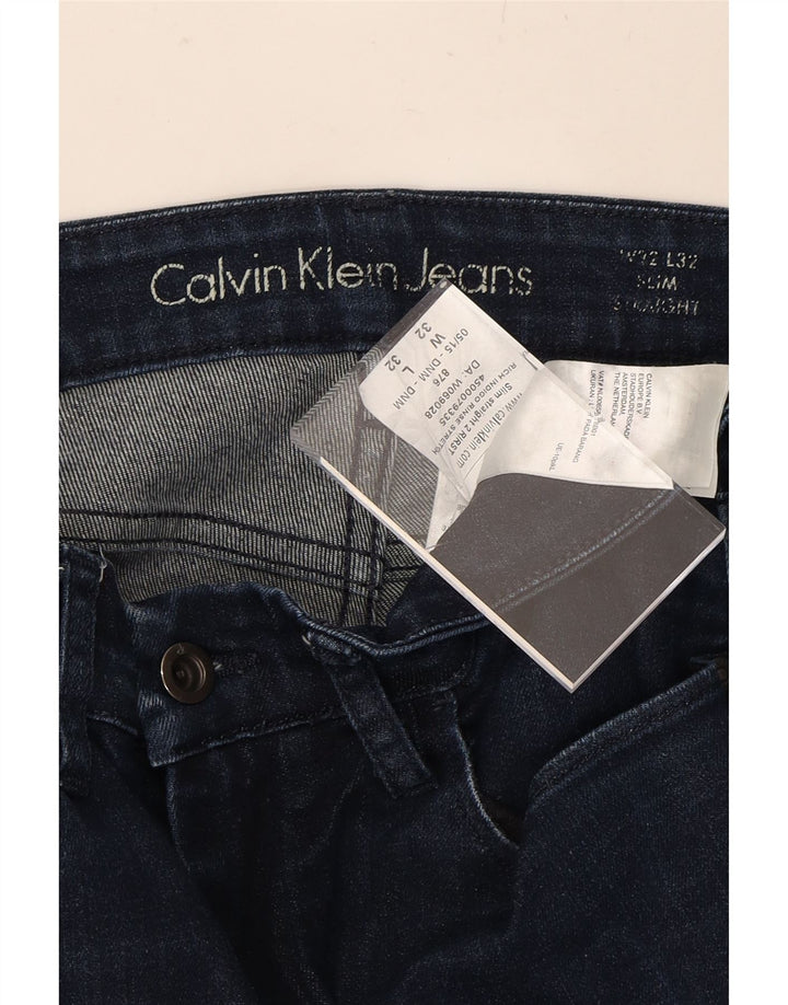 CALVIN KLEIN Mens Slim Straight Jeans W32 L32 Navy Blue Cotton Vintage Calvin Klein and Second-Hand Calvin Klein from Messina Hembry 