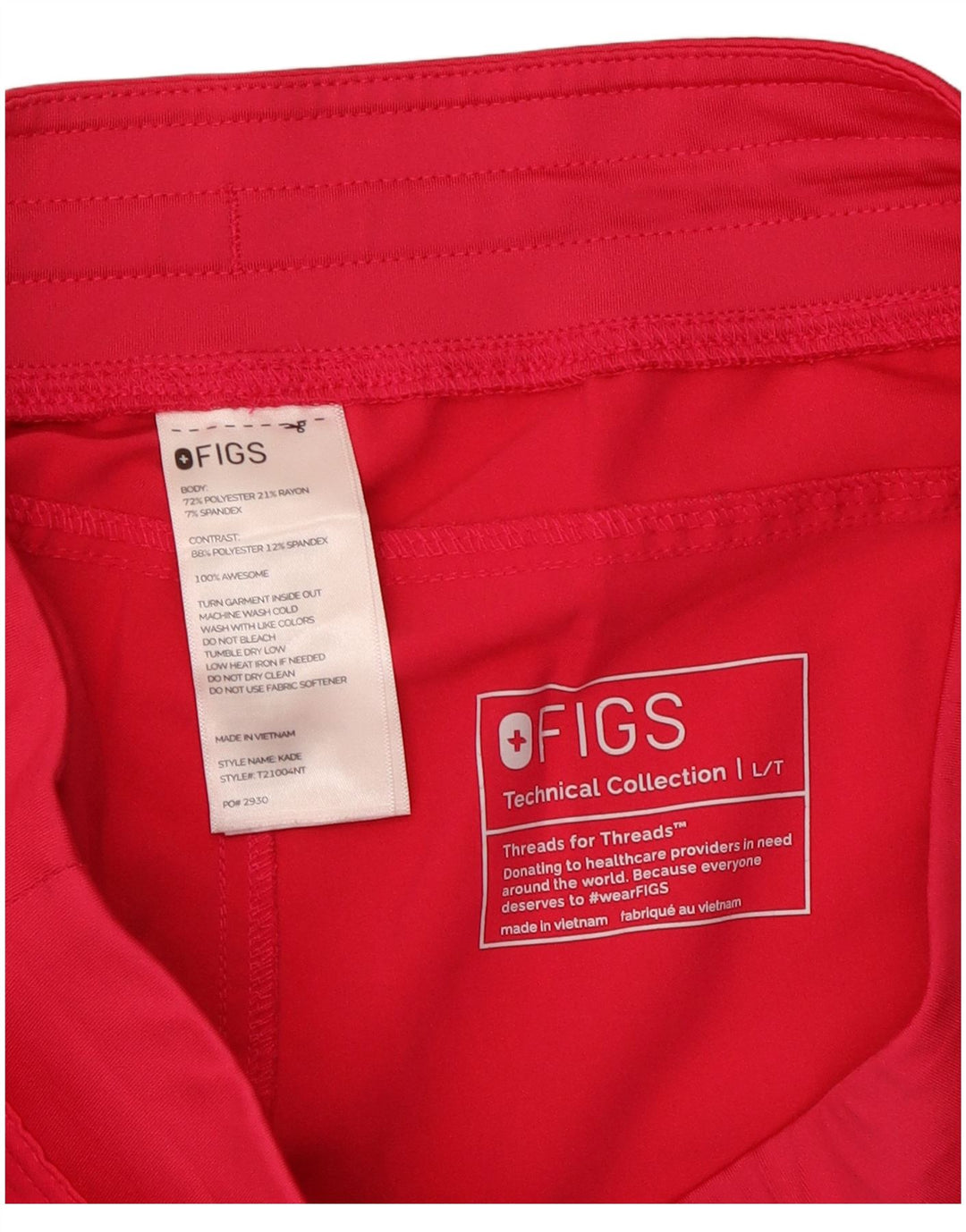 Pantaloni cargo dritti da donna Figs Large W32 L32 poliestere rosa
