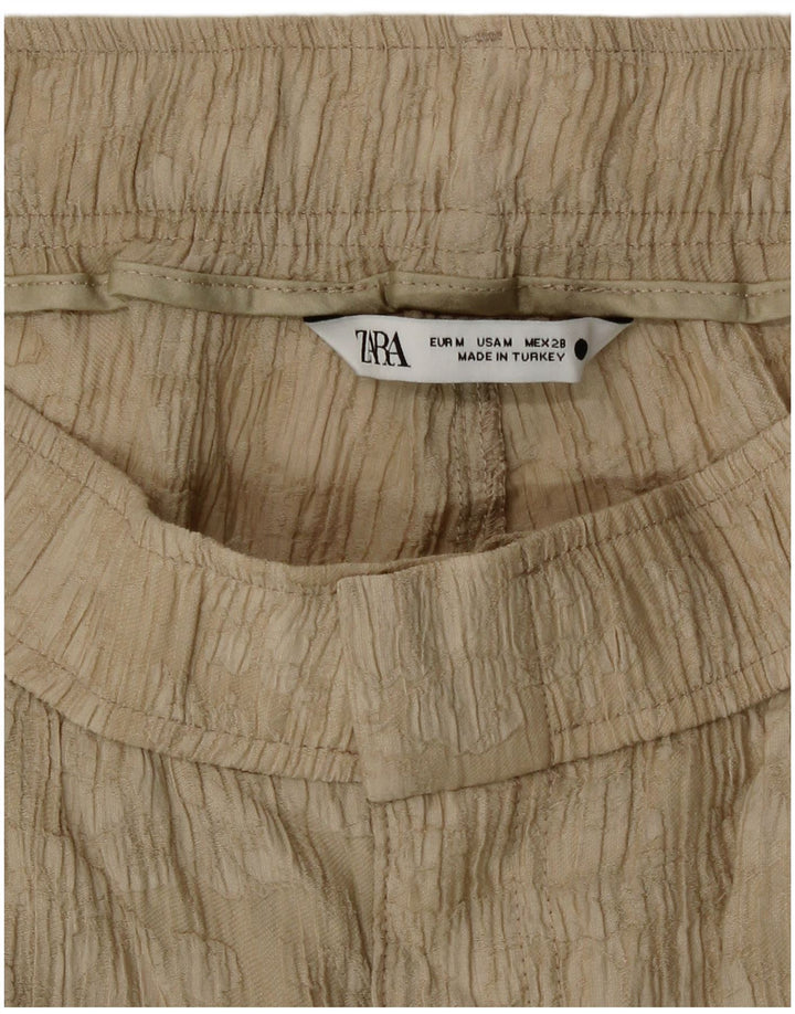 Pantaloni casual dritti da donna con motivo astratto Zara medi W30 L26 Beige