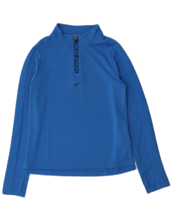 Top della tuta pullover Nike Dri Fit con zip e collo per ragazze, 12-13 anni, grande blu