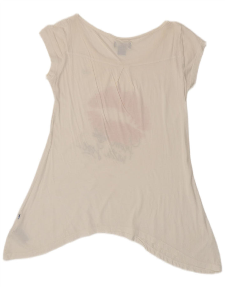 Top tunica asimmetrica grafica da donna ADIDAS UK 8 piccolo cotone bianco