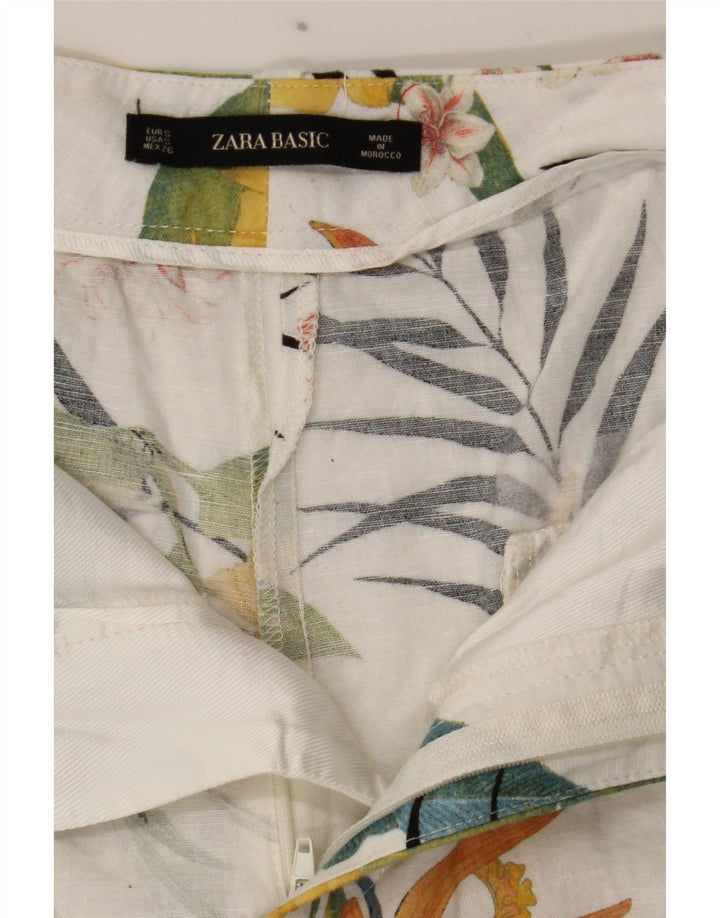 Pantaloncini chino da donna Zara piccoli W26 bianchi floreali