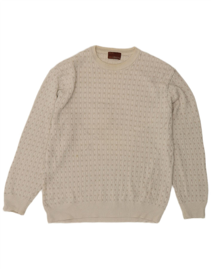 Maglione maglione girocollo da uomo Marks & Spencer medio acrilico bianco sporco