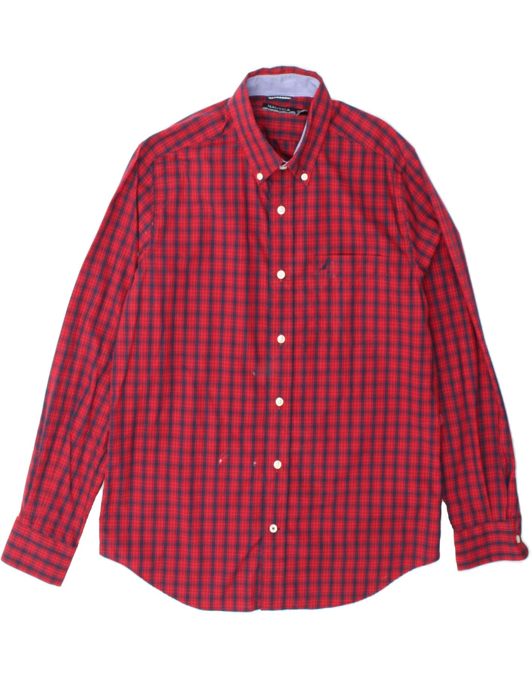 NAUTICA Mens Flannel Shirt Medium Red Check Cotton Vintage Nautica and Second-Hand Nautica from Messina Hembry 