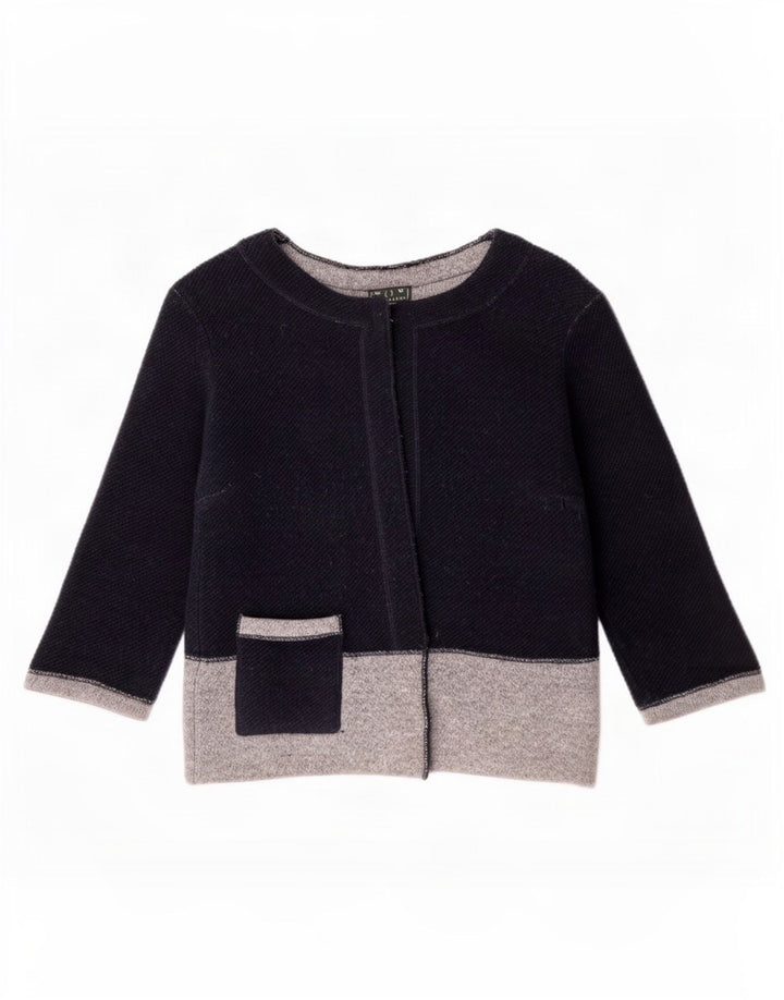 Maglione cardigan corto da donna Fred Perry UK 12 Blocco colore blu navy medio