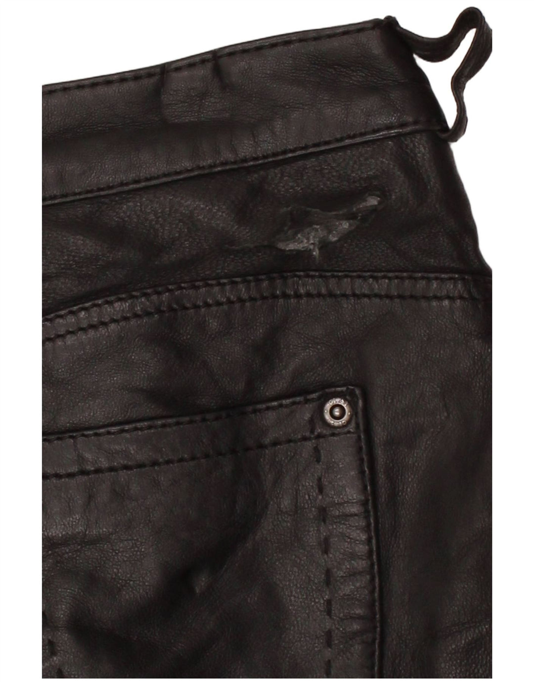 GIPSY Womens Slim Leather Trousers Small W27 L33 Black Leather
