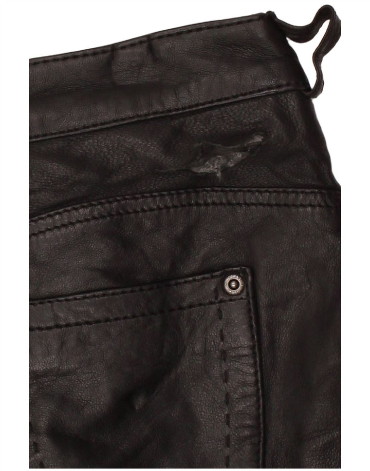 GIPSY Womens Slim Leather Trousers Small W27 L33 Black Leather