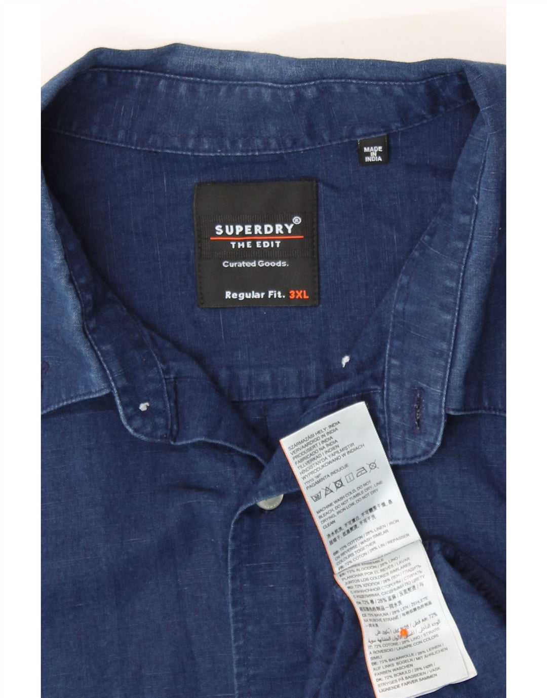 Camicia di jeans vestibilità regolare da uomo SUPERDRY 3XL cotone blu navy
