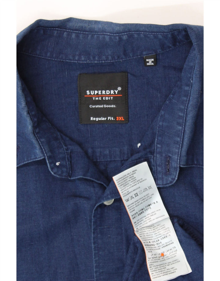 Camicia di jeans vestibilità regolare da uomo SUPERDRY 3XL cotone blu navy