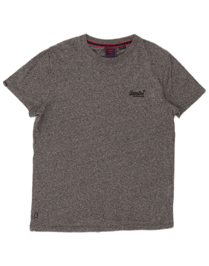 T-shirt da uomo Superdry Top in cotone chiazzato grigio medio