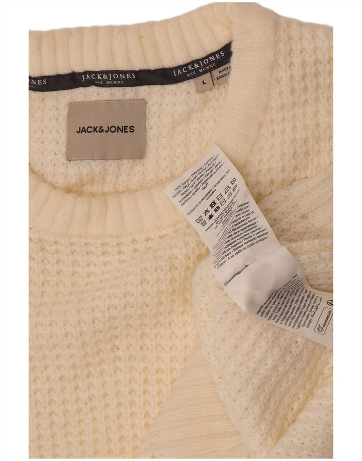 Maglione maglione girocollo da uomo Jack & Jones grande acrilico bianco