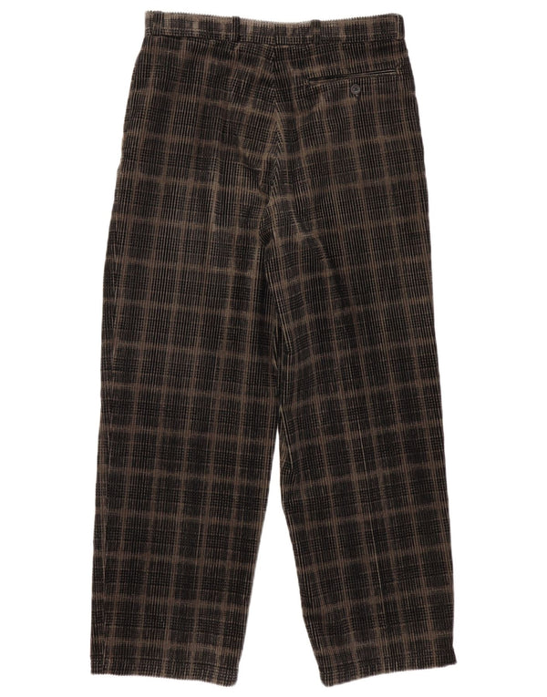 Pantaloni da uomo in velluto a coste con pegging VINTAGE IT 46 piccoli W32 L28 quadri neri