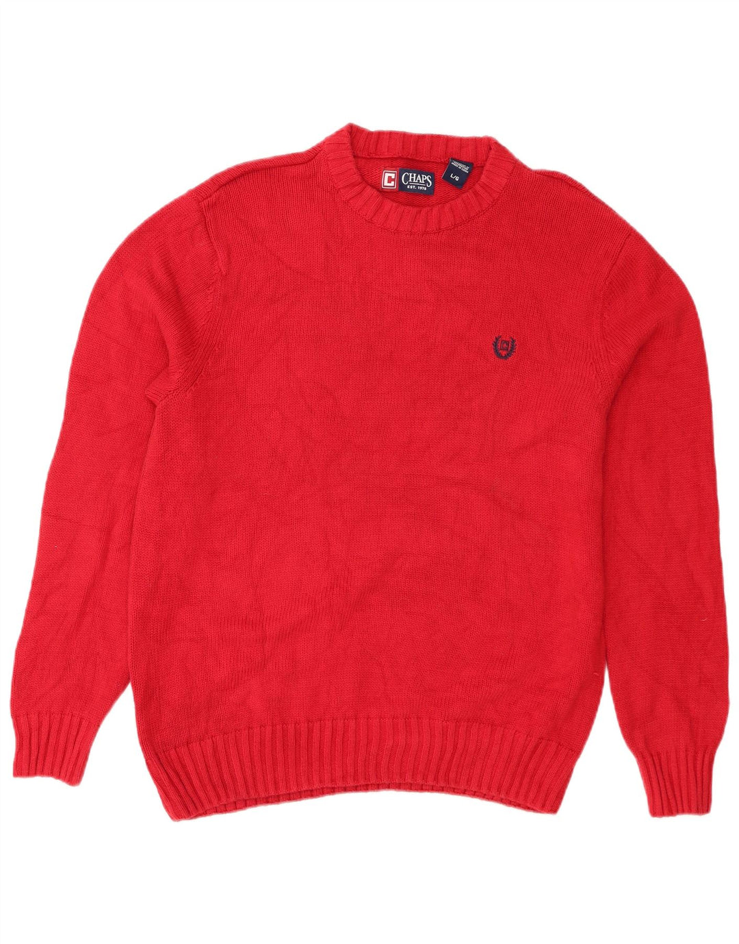 Chaps Uomo Maglione Girocollo Maglione Grande Cotone Rosso
